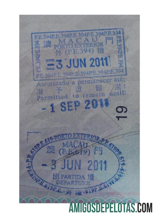 SELO DE VISTO DE MACAU amostra